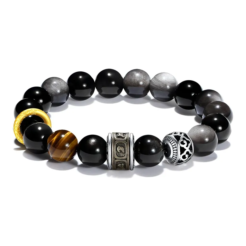 PUTUOSHANWENCHUANG Obsidian Bracelets Unisex-0