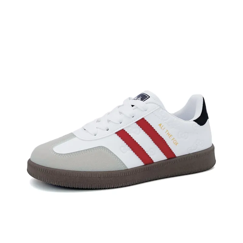 ALI THE FOX Skateboard Shoes Women's Low Top White Red-4
