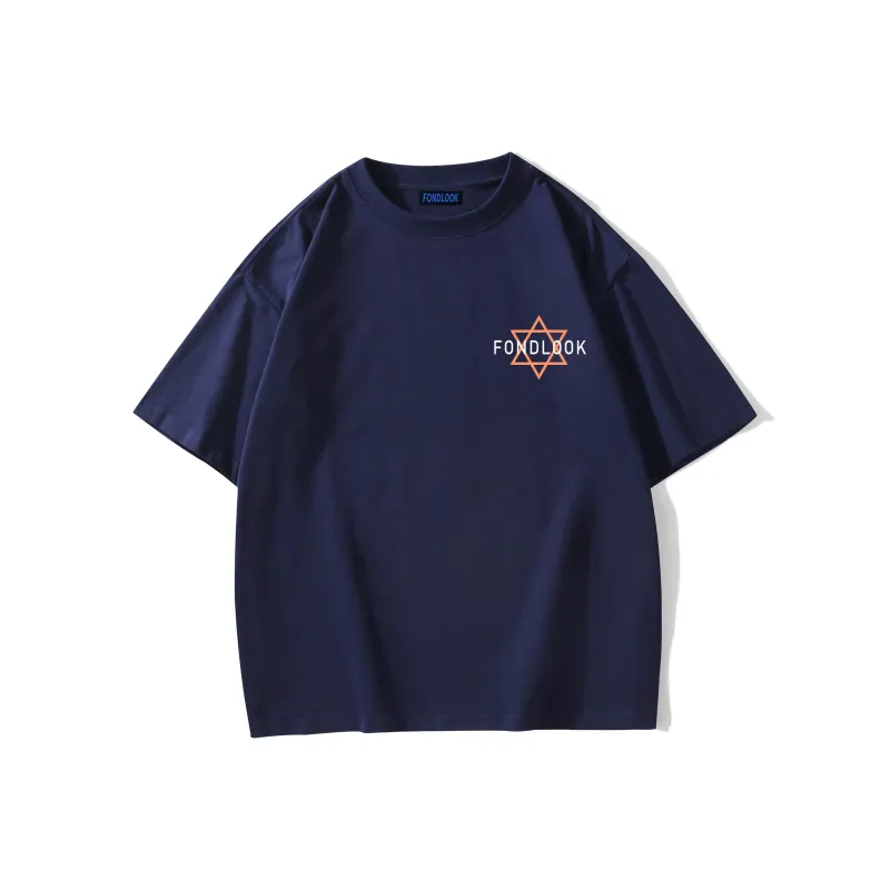 FONDLOOK T Shirts Unisex Navy Blue-1