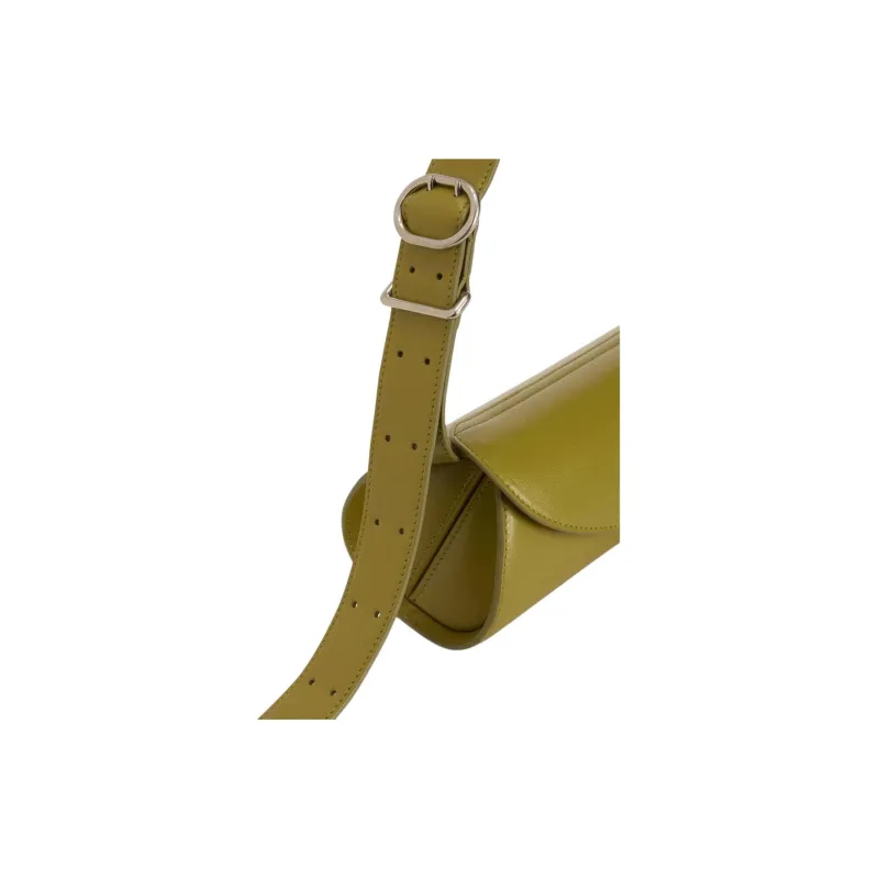 JIL SANDER Cannolo Calfskin Shoulder Bag Trumpets Women's Olive Green-3