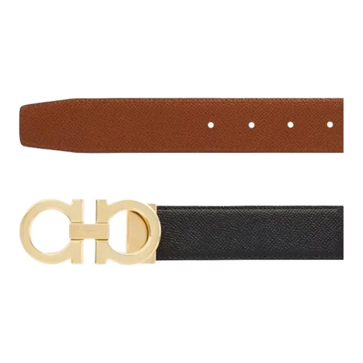 FERRAGAMO Calfskin Leather Belts Unisex Black -2