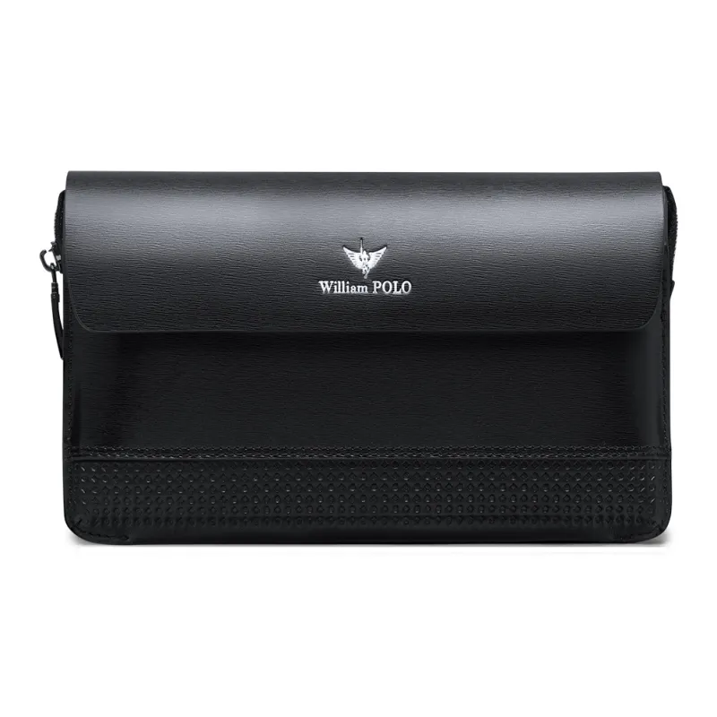 WilliamPOLO Split Cow Leather Money Clip, Wallet, Card Holder, Smartphone Passport Holder, Clutch Men's Black/Coffee-0