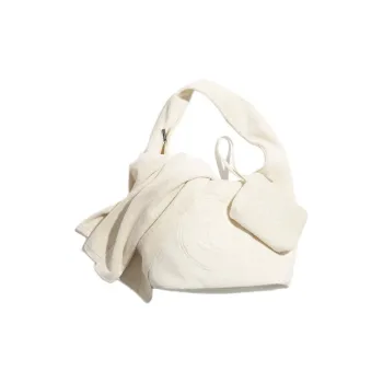 CHANEL Coco Cotton Beach Bag Handbag Women's White