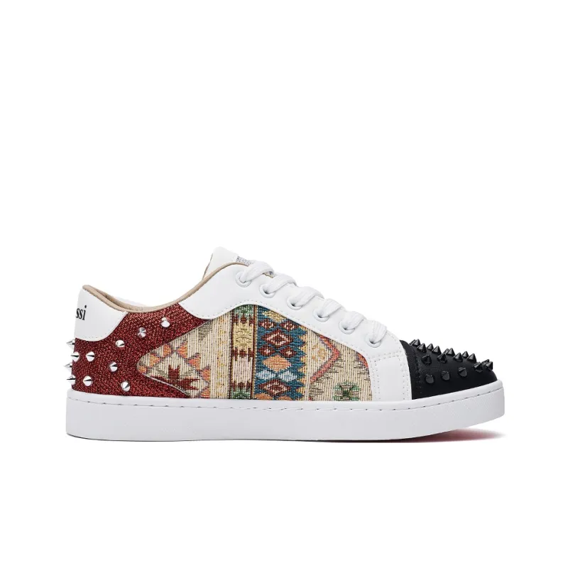 VANSSI Low Top Skateboard Shoes Men's Black White-2