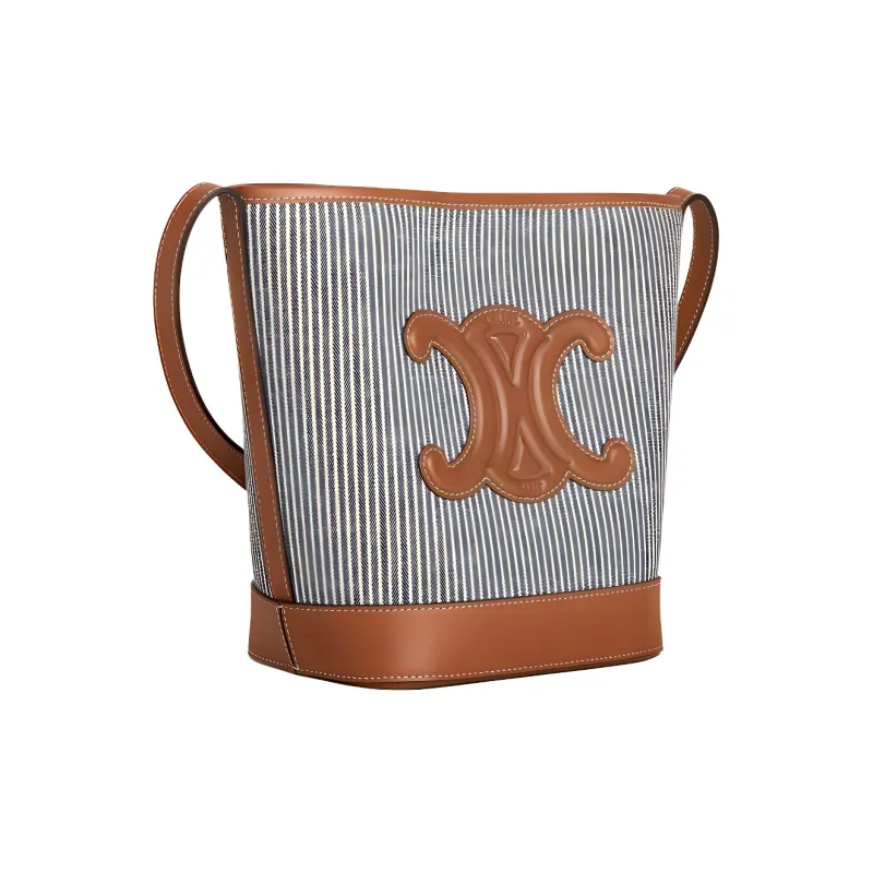CELINE Fabric With Cow Leather Bucket Bag, Shoulder Bag, Crossbody Bag Women's Marine Blue-1