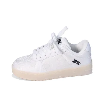 BPLB Anti Slip Wear Resistant Low Top Skateboard Shoes Unisex White Natural Rubber