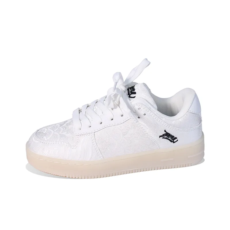 BPLB Anti Slip Wear Resistant Low Top Skateboard Shoes Unisex White Natural Rubber-0