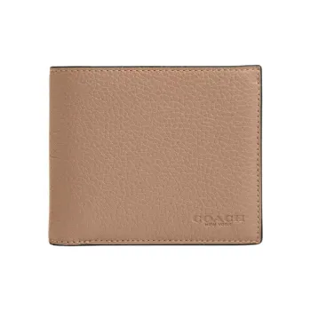 COACH 3 IN 1 Wallet Pebble Leather Wallet Mini Men's Taupe