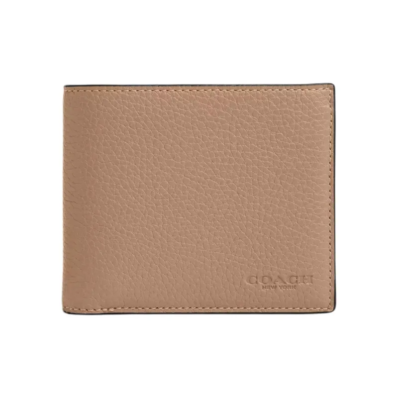 COACH 3 IN 1 Wallet Pebble Leather Wallet Mini Men's Taupe-0