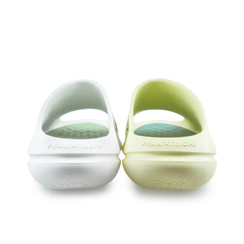 PEAK Very Small Fat Drag Quiet Slip Resistant Abrasion Resistant Cushioning Slide Slippers Men's White Green Mismatched-6