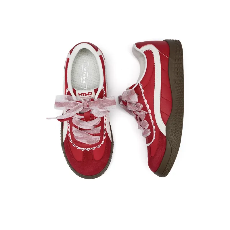Hotwind Cream Lace Series Anti Slip Wear Resistant Low Top Casual Shoes Women's-2