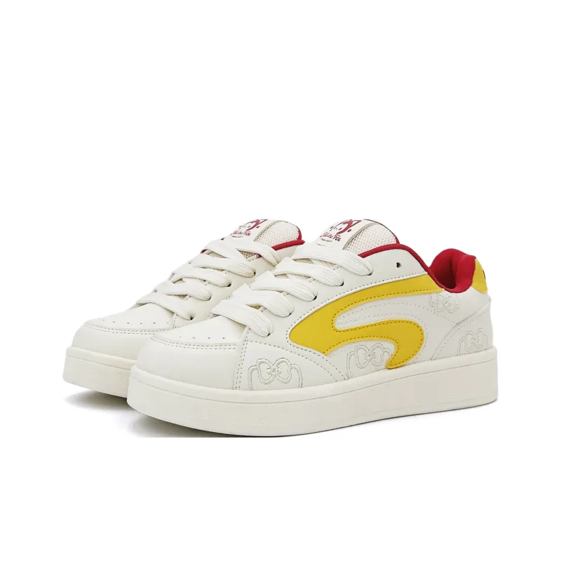 ALI THE FOX Height Increasing Moisture Wicking Low Top Skateboard Shoes Women's Beige Yellow-2