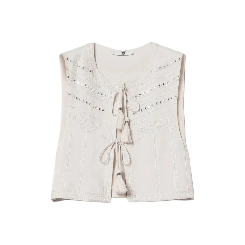 TWINSET MILANO SS25 Vest Women's Beige-0