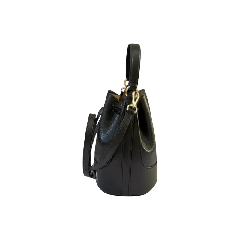 MICHAEL KORS Cow Leather Bucket Bags Shoulder Bag Crossbody Bag Handbag Medium Size Women's Black-3