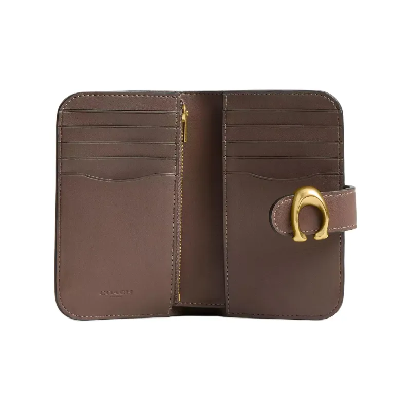 COACH Tabby Leather Wallet Mini Women's Brass & Dark Brown-1