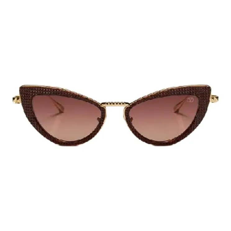 Valentino Polyamide Titanium Cat Eye Sunglasses Women's Gold-1