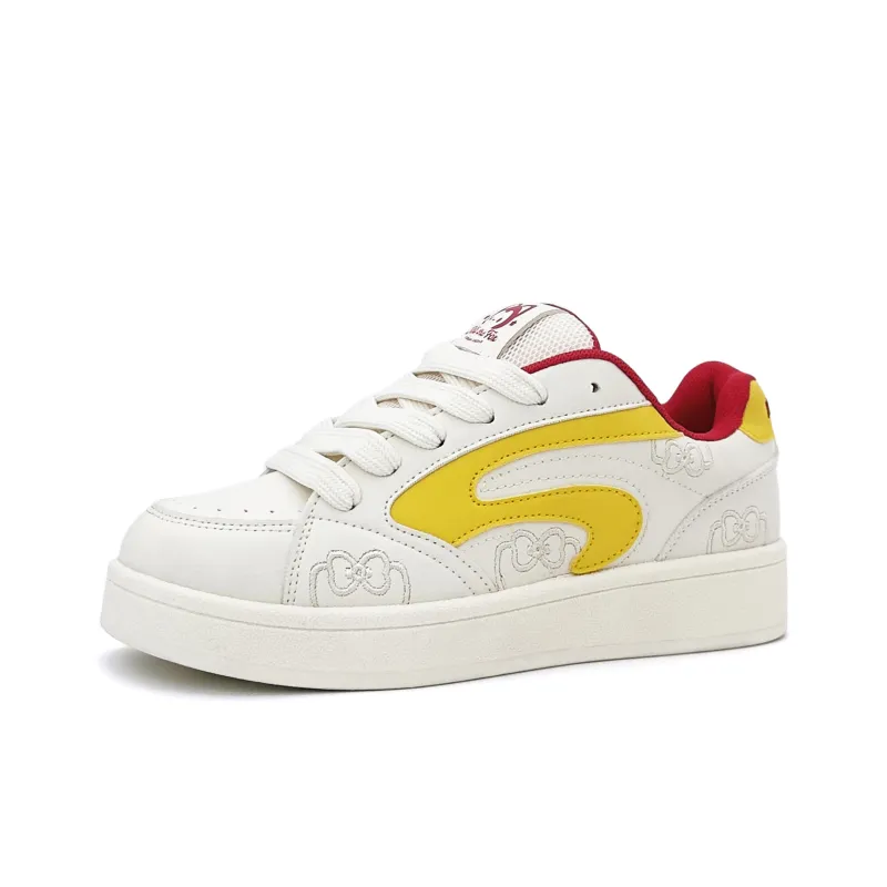ALI THE FOX Height Increasing Moisture Wicking Low Top Skateboard Shoes Women's Beige Yellow-4