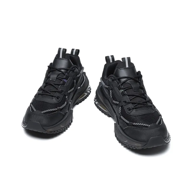 OUBT Shock Absorbers Slip Resistant Breathable Low Top Chunky Sneakers Men's Black-2
