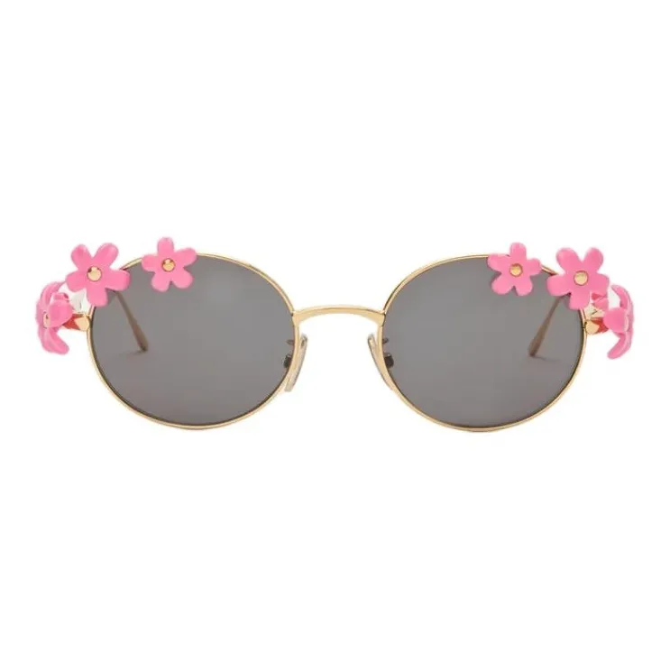 LOEWE Metal Round Sunglasses Women's Gold-1