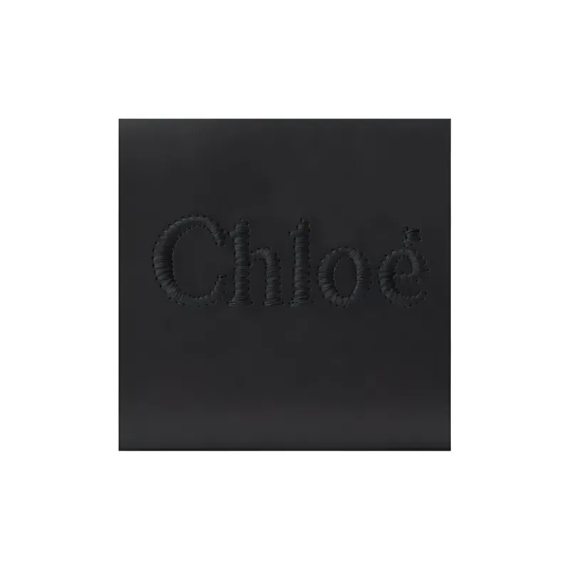 Chloe Shiny Calfskin Wallet Women's Black-3