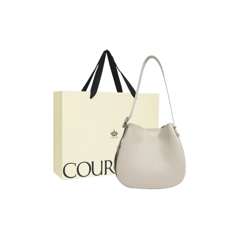 COURONNE Top Grain Cow Leather Tote Bag, Shoulder Bag Women's Black/White/Elephant Gray/Lavender-4