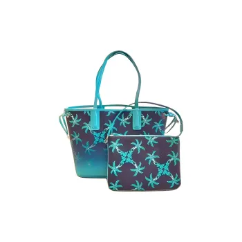MCM Liz Visetos Artificial Leather Tote Bag Shopping Bag Shoulder Bags Unisex Blue