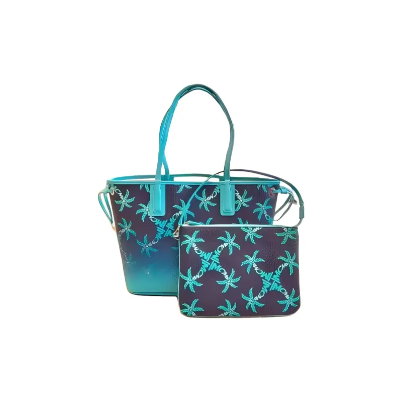 MCM Liz Visetos Artificial Leather Tote Bag Shopping Bag Shoulder Bags Unisex Blue-0