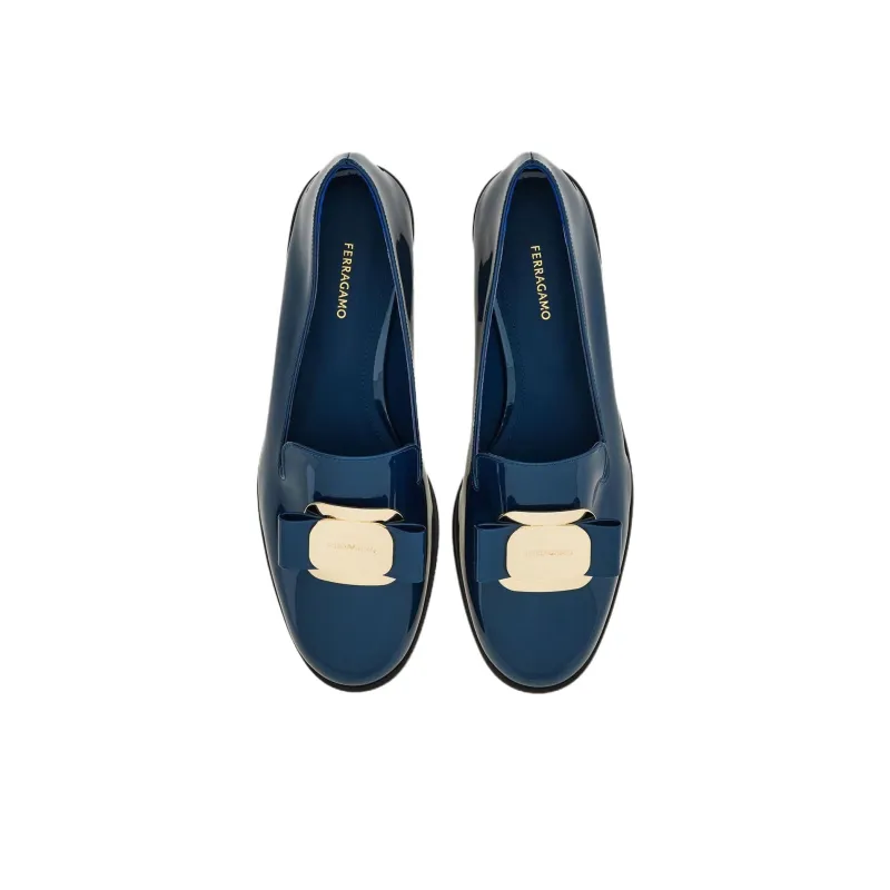 FERRAGAMO Vara Casual Single Shoes Women's Blue-3