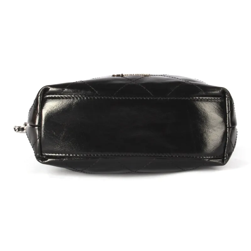 AQUASCUTUM Top Grain Cow Leather Underarm Shoulder Bag Women's Black-4