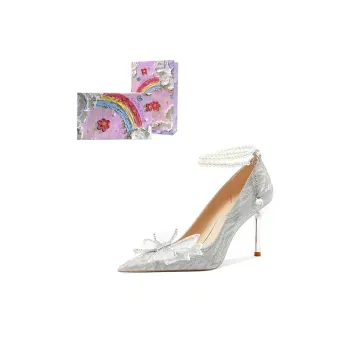 Crelinkxlat Slim Heel High Heels Women's Silver