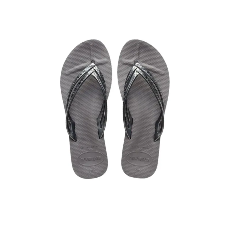Havaianas Wedges Rubber Sole Abrasion Resistant Flip Flops Women's Gray-3
