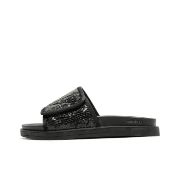 XIMO BULL Rubber Sole Sequins Slip Resistant Slide Slippers Unisex Black
