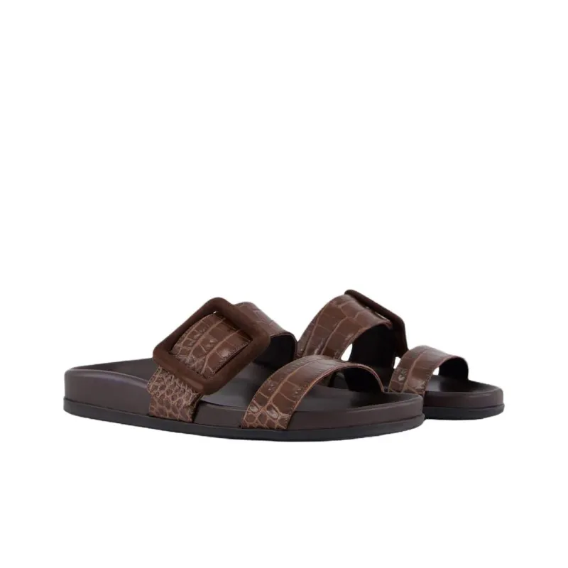MANOLO BLAHNIK Slip Resistant Slide Slippers Women's Umber-3
