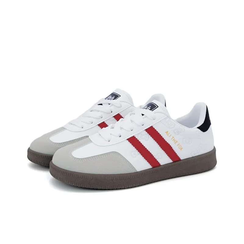 ALI THE FOX Skateboard Shoes Women's Low Top White Red-2