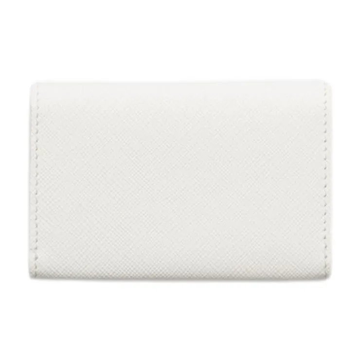 PRADA Saffiano Cow Leather Card Holder Women's White-1
