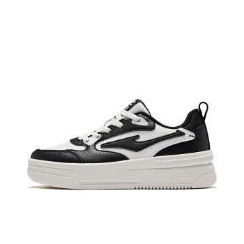 Erke Anti Slip Wear Resistant Low Top Skateboard Shoes Women's Microcrystal White Jet Black