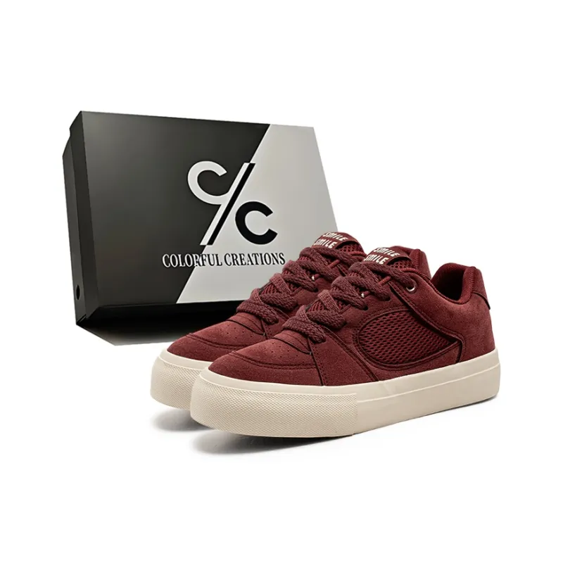 Colorful Creations Skateboard Shoes Men Low Top Burgundy/Black Blue-0