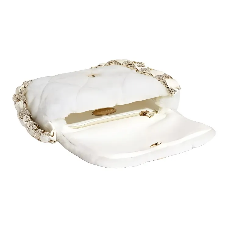 CHANEL Sheepskin Shoulder Bag Women's White-2