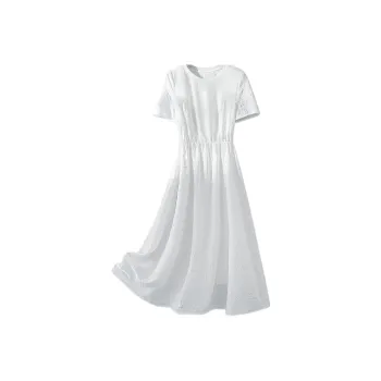IHIMI Short Sleeved Dress Women's Simple White