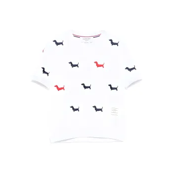 THOM BROWNE Dog Embroidered Short Sleeved Jumper