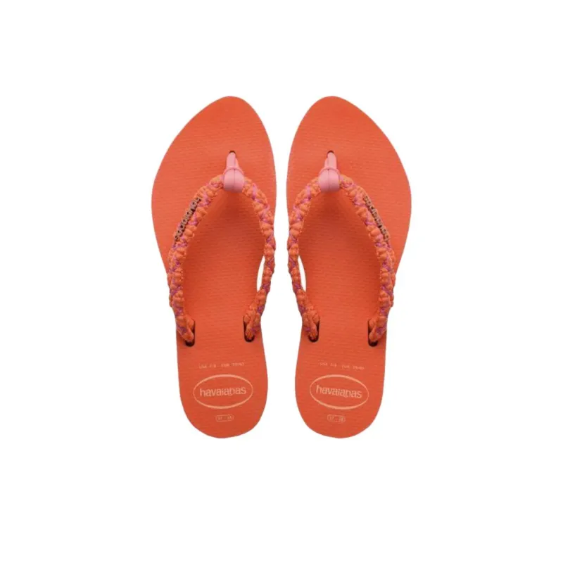 Havaianas Rubber Sole Abrasion Resistant Flip Flops Women's Orange-3