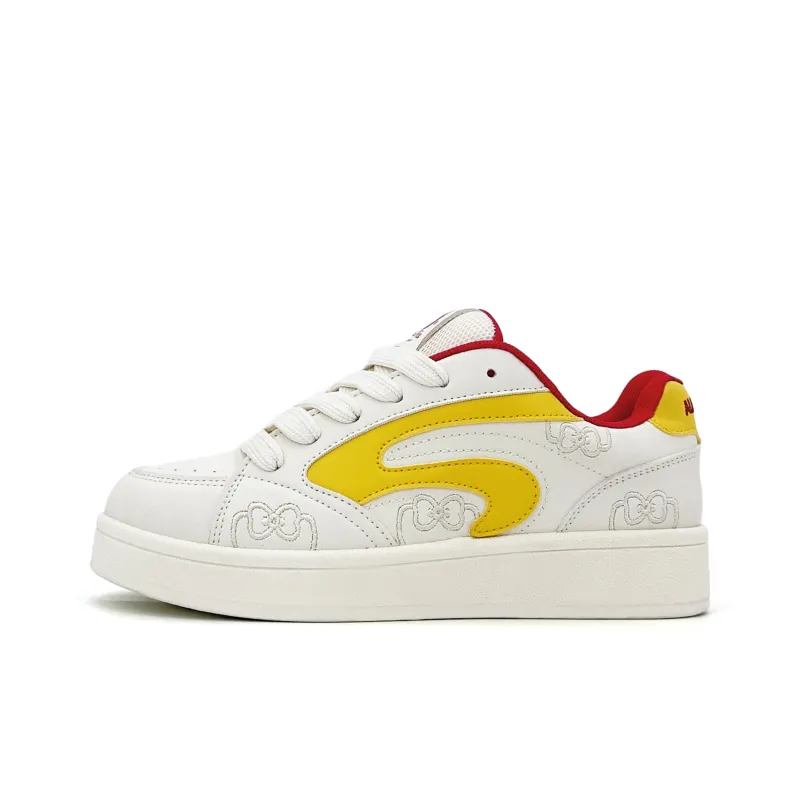 ALI THE FOX Height Increasing Moisture Wicking Low Top Skateboard Shoes Women's Beige Yellow-1