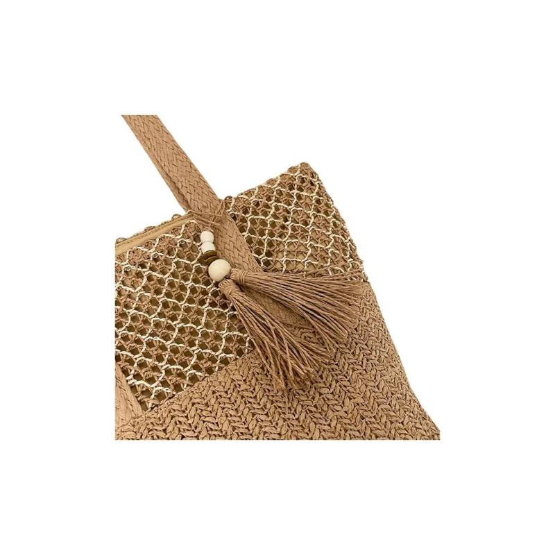 Ceion Keust Knitted Fabric Shoulder Bag Women's Beige/Khaki-2