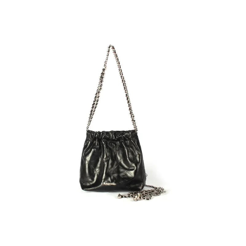 AQUASCUTUM Top Grain Cow Leather Underarm Shoulder Bag Women's Black-0