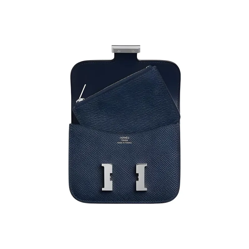 HERMES Constance Slim Epsom Leather Clutch Wallet, One Shoulder Crossbody Fanny Pack Women's 7U Navy-1