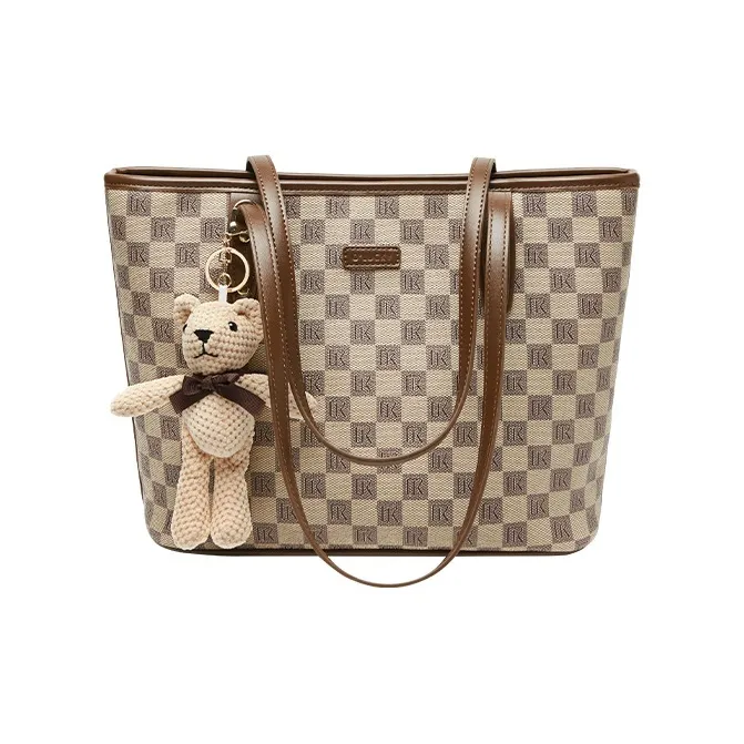 CNNCOO PVC Tote Bag, Shoulder Bag Women's Khaki-6