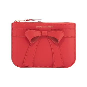 CDG Calfskin Coin Purse Wallet Tubas Women's Red