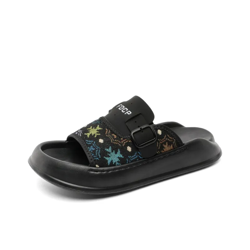 PAVEA Leather Patchwork Slip Resistant Abrasion Resistant Slide Slippers Men's-6