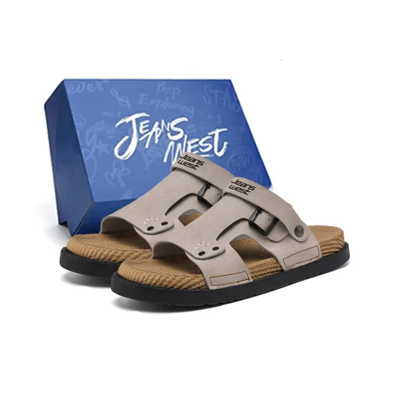 JEANSWEST Beach Sandals Men Black-3