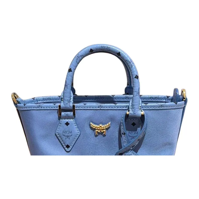 MCM Nylon Tote Bag, Shopping Bag, Shoulder Bag, Handbag Mini Women's Blue-2